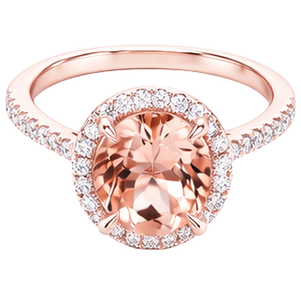 10.10 Ct Morganite Halo Natural Earth Mined Diamond Ring Rose Gold 14K