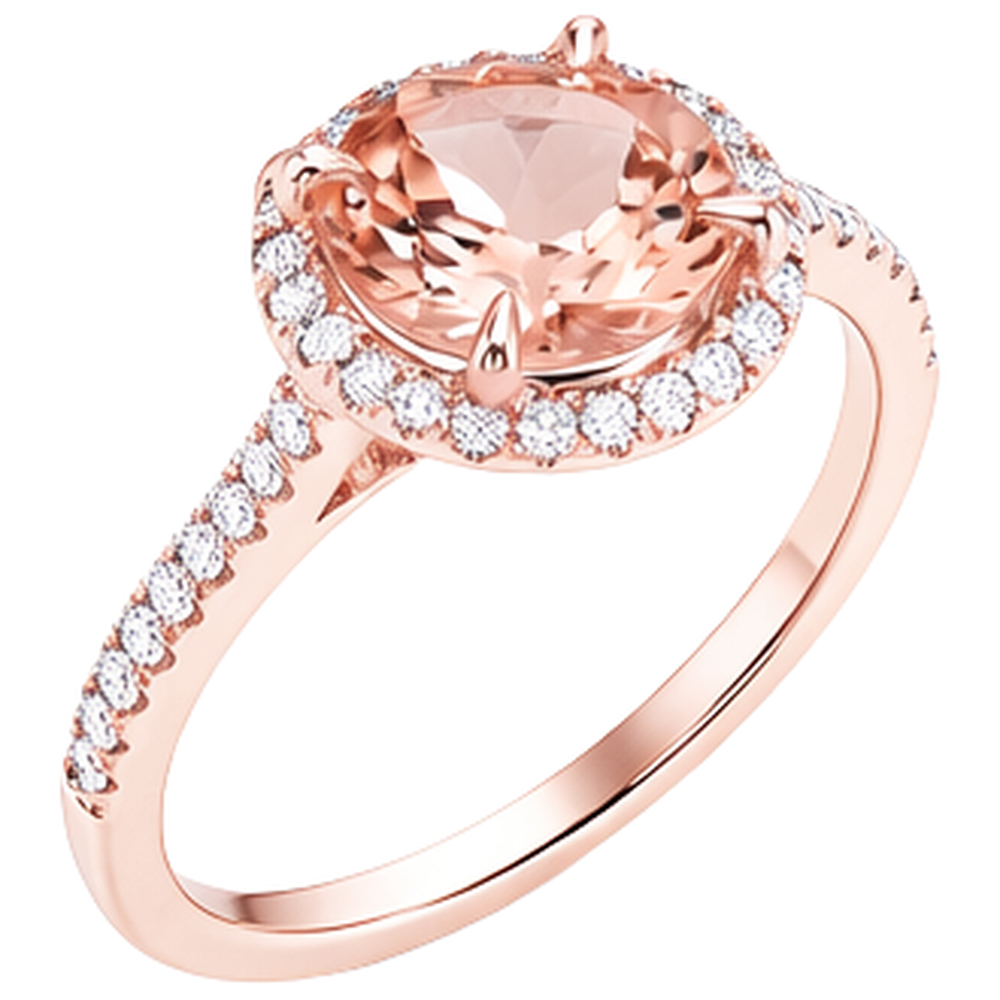 10.10 Ct Morganite Halo Natural Earth Mined Diamond Ring Rose Gold 14K