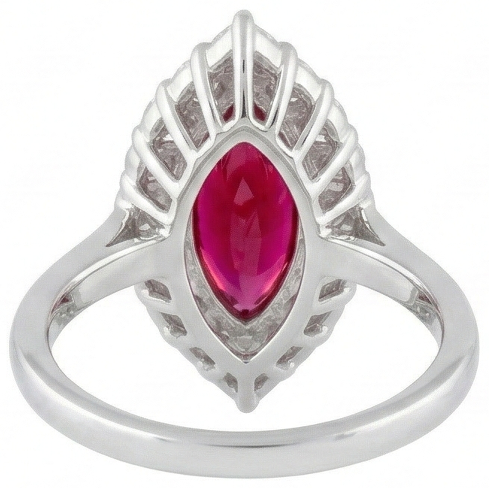 natural round ruby 10.50ct ring on white background