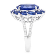 10.50 Carats Oval And Marquise Sri Lankan Sapphire Ring White Gold 14K