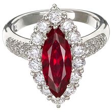 10.50 Ct Red Ruby Marquise Cut With Natural Earth Mined Diamond Ring White Gold 14K
