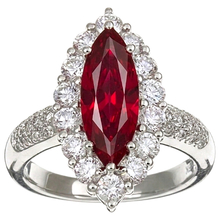 10.50 Ct Red Ruby Marquise Cut With Natural Earth Mined Diamond Ring White Gold 14K