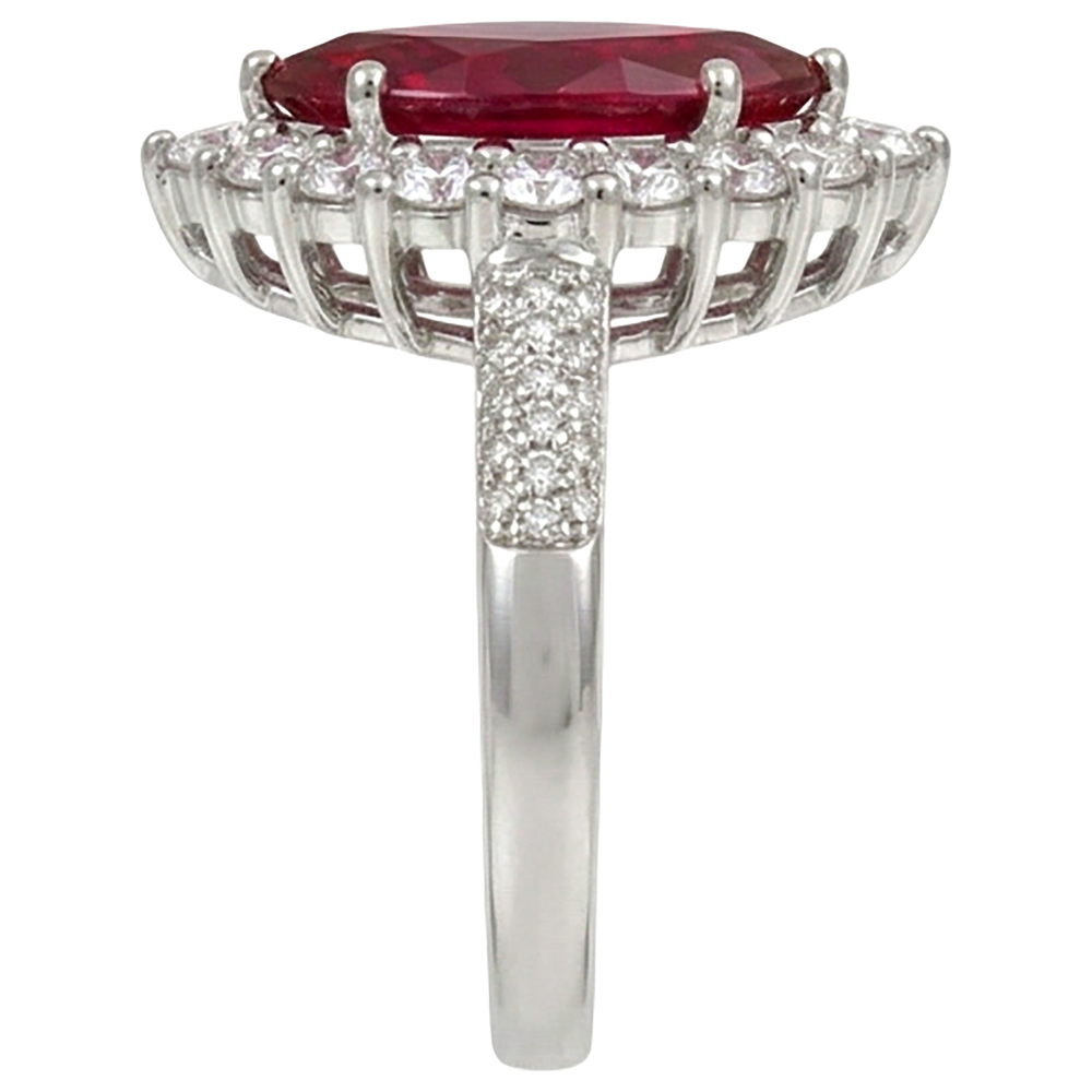 10.50 Ct Red Ruby Marquise Cut With Natural Earth Mined Diamond Ring White Gold 14K