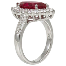 10.50 Ct Red Ruby Marquise Cut With Natural Earth Mined Diamond Ring White Gold 14K
