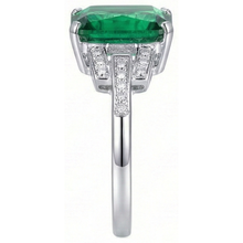 10.70 Carats Prong Set Green Emerald And Natural Earth Mined DIAMOND ( NOT LAB GROWN )s Ring WG 14K