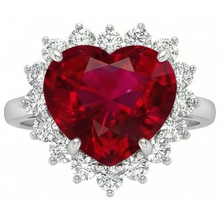 10.75 Carats Heart Shaped Red Aaa Ruby With Natural Earth Mined DIAMOND ( NOT LAB GROWN ) Ring