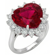 10.75 Carats Heart Shaped Red Aaa Ruby With Natural Earth Mined DIAMOND ( NOT LAB GROWN ) Ring