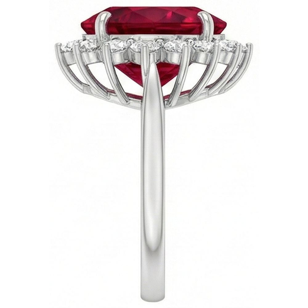 10.75 Carats Heart Shaped Red Aaa Ruby With Natural Earth Mined DIAMOND ( NOT LAB GROWN ) Ring