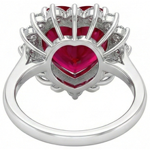10.75 Carats Heart Shaped Red Aaa Ruby With Natural Earth Mined DIAMOND ( NOT LAB GROWN ) Ring