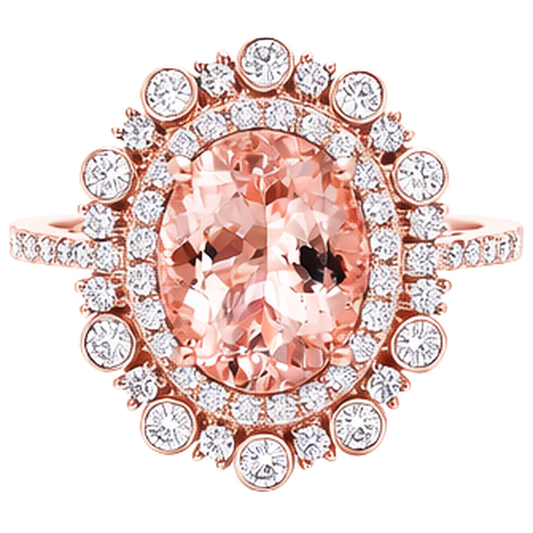 natural round morganite 10.75ct ring side angle