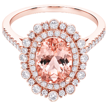 10.75 Ct Morganite And Natural Earth Mined Diamonds Anniversary Ring Gold Rose 14K