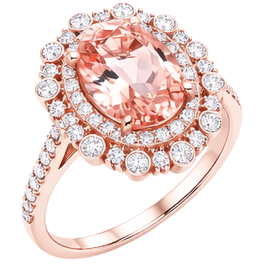 10.75 Ct Morganite And Natural Earth Mined Diamonds Anniversary Ring Gold Rose 14K