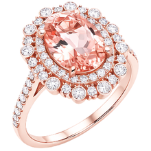 10.75 Ct Morganite And Natural Earth Mined Diamonds Anniversary Ring Gold Rose 14K