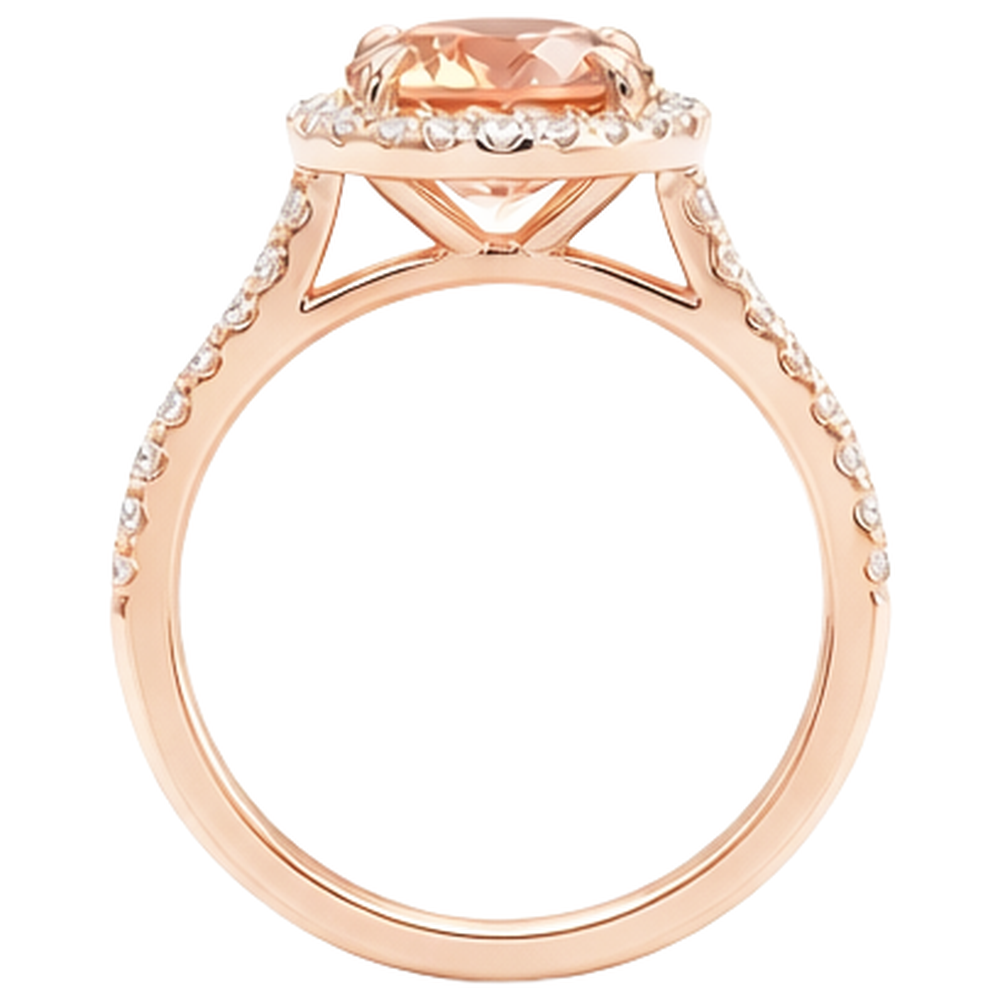 natural round morganite 10.75ct ring profile view