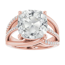 10 Carat Designer Real Cushion Diamond Ring