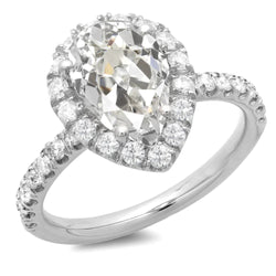 10 Carat Pear Earth Mined Diamond Jewelry Halo Ring