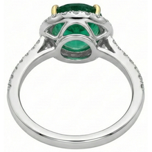 10 Carats Oval Green Emerald And Round Natural Earth Mined Diamond Ring Fine Jewellery