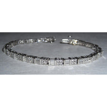 10 Carats Real Diamond Tennis Bracelet White Gold Baguettes 2