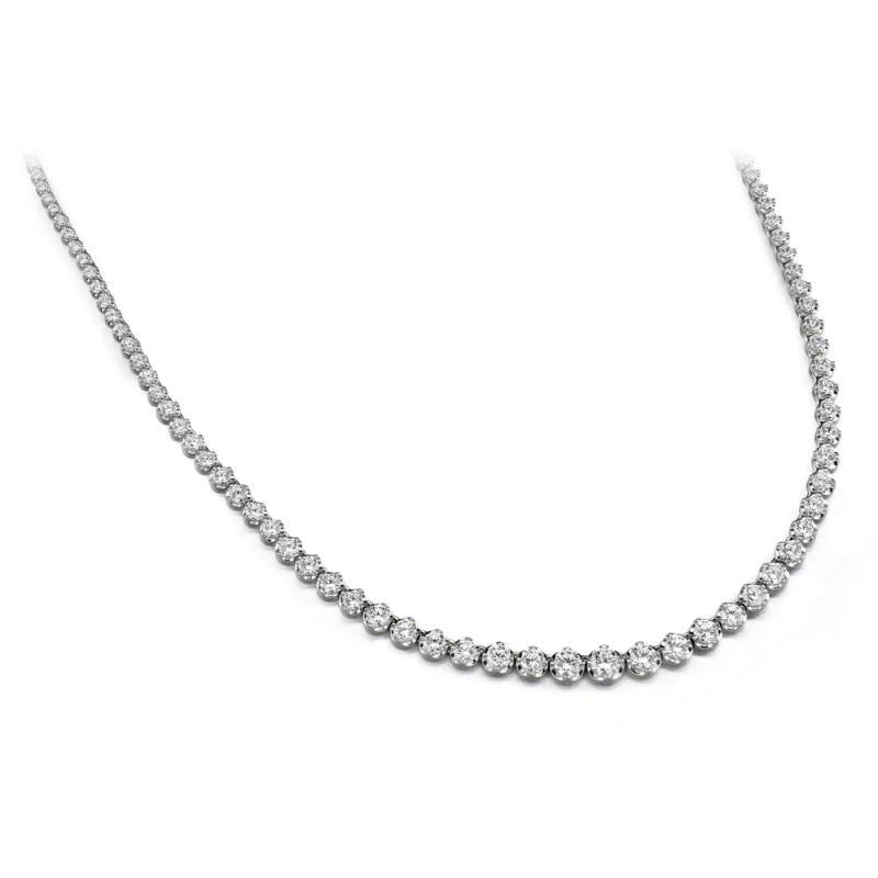 10 Carats Round Real Diamonds Tennis Necklace White Gold 14K
