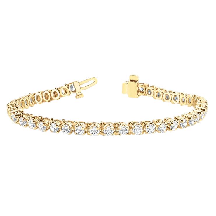 10 Carats Women Genuine Diamond Tennis Bracelet Yellow Gold 14K