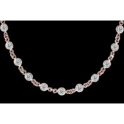 10 Ct Genuine Diamond Necklace By Pendant Bezel Set