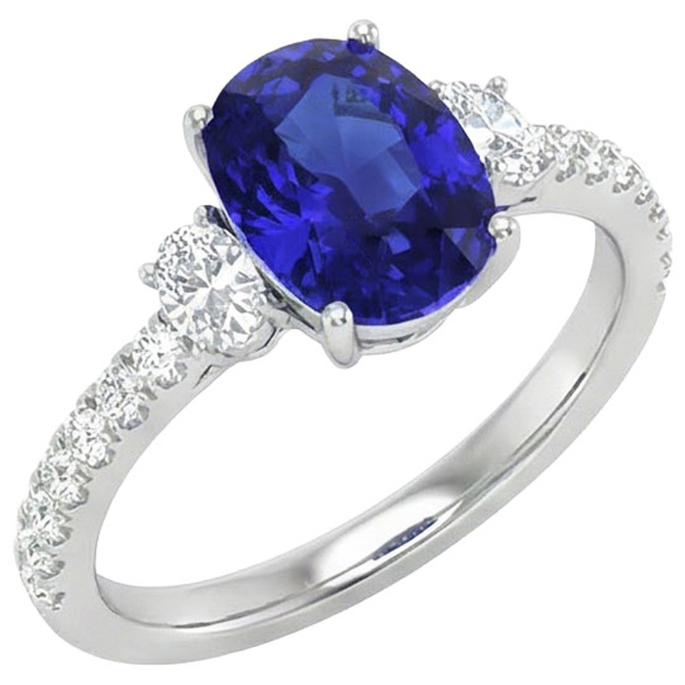 10 Ct Oval Sapphire Natural Earth Mined Diamond Ring