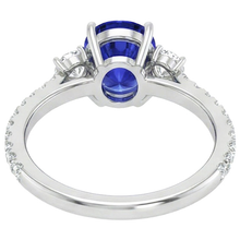 10 Ct Oval Sapphire Natural Earth Mined Diamond Ring