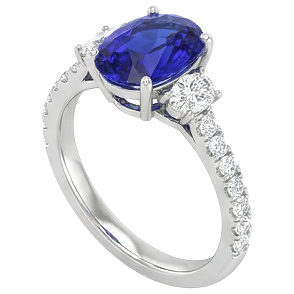 10 Ct Oval Sapphire Natural Earth Mined Diamond Ring