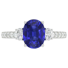 10 Ct Oval Sapphire Natural Earth Mined Diamond Ring