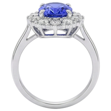 10 Ct Oval Tanzanite And Natural Earth Mined Diamonds Ring Gold White 14K Prong Set