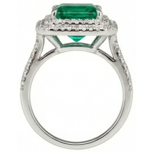 10 Ct Princess Cut Green Emerald With Natural Earth Mined Diamond Ring