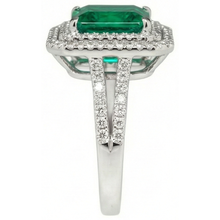 10 Ct Princess Cut Green Emerald With Natural Earth Mined Diamond Ring