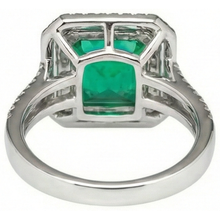 10 Ct Princess Cut Green Emerald With Natural Earth Mined Diamond Ring