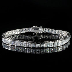 10 Ct Princess Cut Real Diamond Tennis Bracelet Solid Gold Fine Jewelry