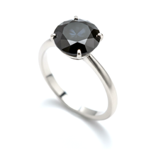 Black Diamond Jewellery 5 Carat Genuine Round Solitaire Plain Ring 14K White Gold