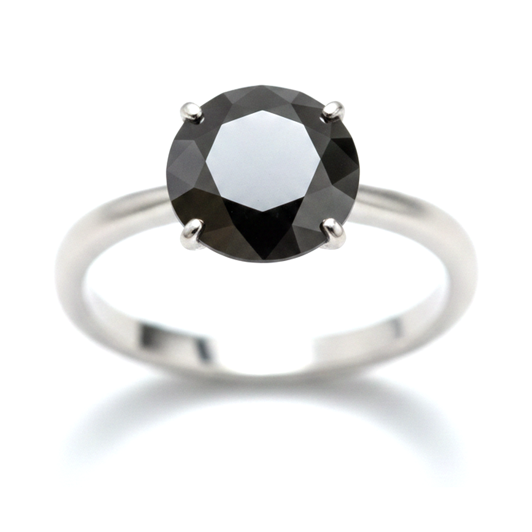 Black Diamond Jewellery 5 Carat Genuine Round Solitaire Plain Ring 14K White Gold