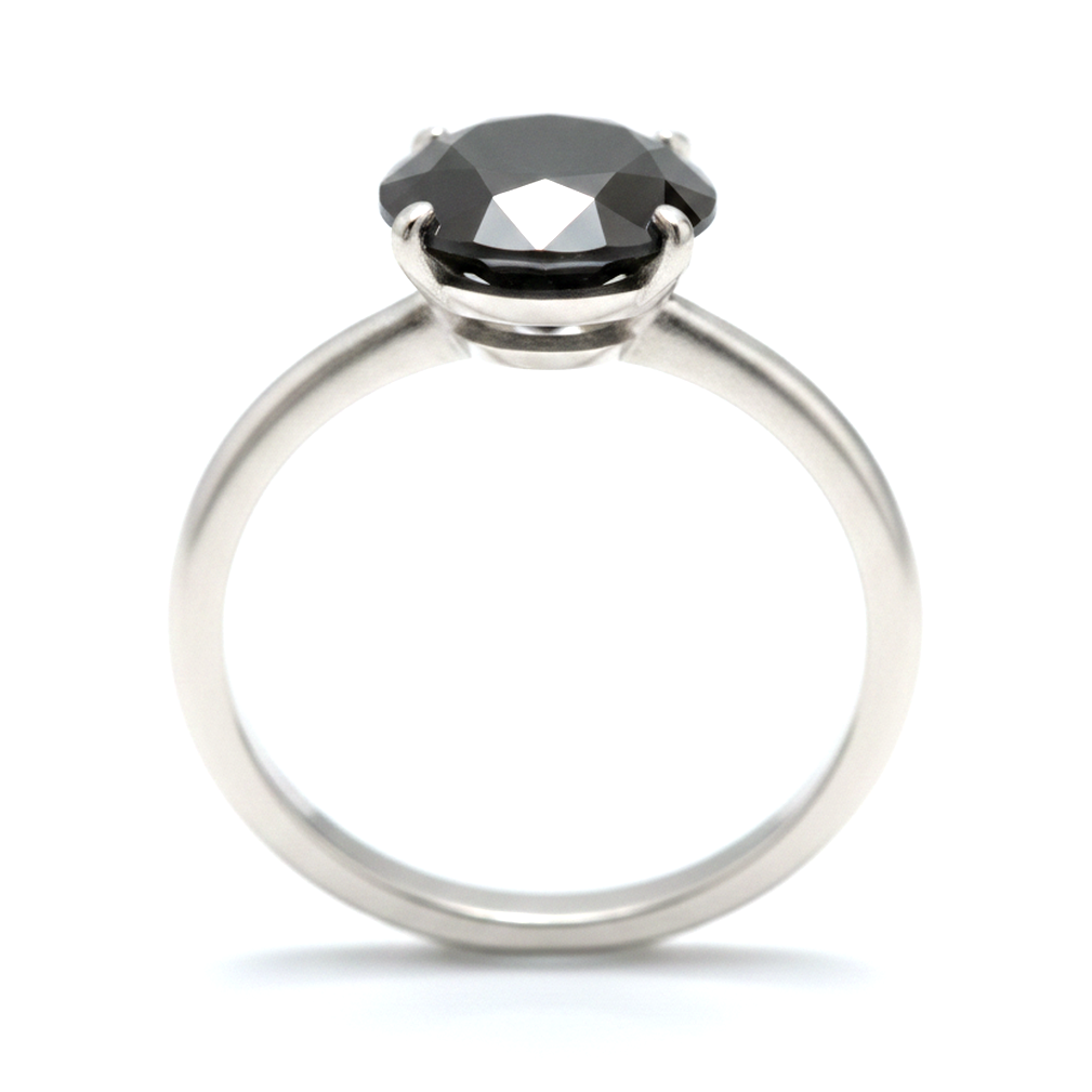 Black Diamond Jewellery 5 Carat Genuine Round Solitaire Plain Ring 14K White Gold