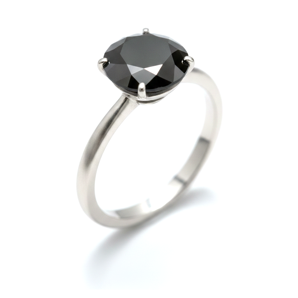 Black Diamond Jewellery 5 Carat Genuine Round Solitaire Plain Ring 14K White Gold