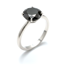 Black Diamond Jewellery 5 Carat Genuine Round Solitaire Plain Ring 14K White Gold