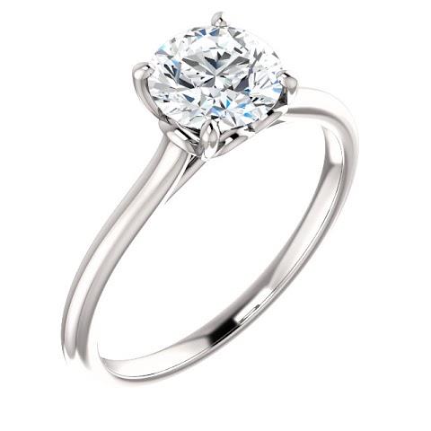 1 Carat Round Genuine Natural Earth Mined Diamond Solitaire Engagement Ring 14K White Gold
