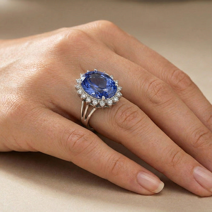IGI CERTIFIED 10 Carat Big Sapphire Engagement Ring