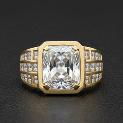 Mens Ring 10K White Gold – Brilliant Diamond Radiant 10 ct