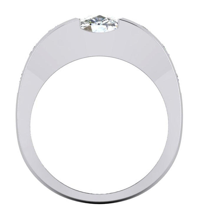10K Gold Mens Ring Cushion Round Diamond Lab Grown