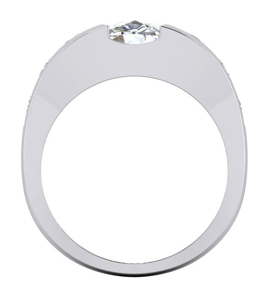 10K Gold Mens Ring Cushion Round Diamond Lab Grown