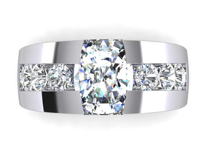 10K Gold Mens Ring Cushion Round Diamond Lab Grown