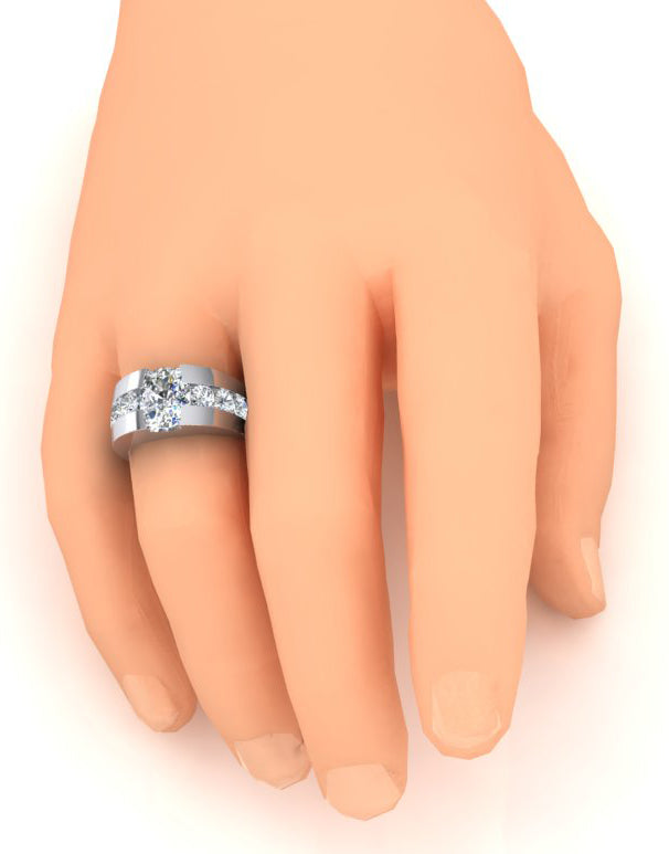10K Gold Mens Ring Cushion Round Diamond Lab Grown