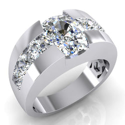 10K Gold Mens Ring Cushion Round Diamond Lab Grown