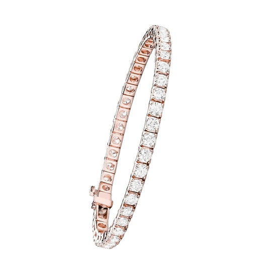 10.12 Ct Rose Gold Round Cut Natural Diamond Ladies Tennis Bracelet Jewelry