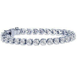 10.50 Carats Prong Set Round Natural Earth Mined Diamond Tennis Bracelet Gold Jewellery
