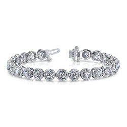 10.50 Carats Round Cut Halo Natural Diamonds Bracelet White Gold 14K New